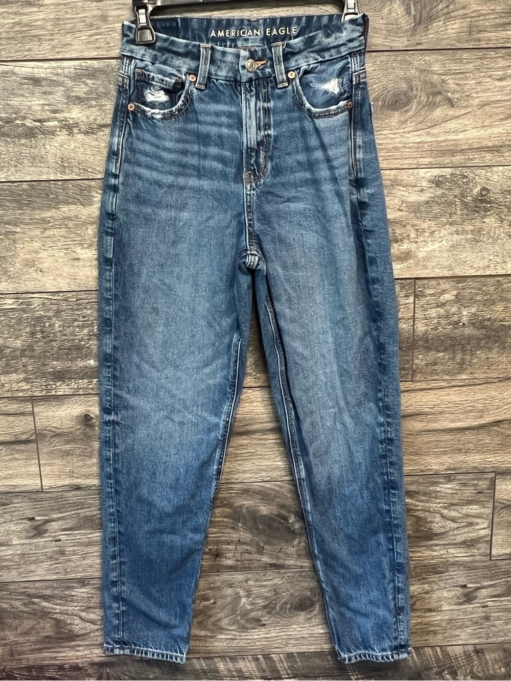 American Eagle Curvy Mom Jeans Women’s Size 2 Blue High Rise Distressed Denim